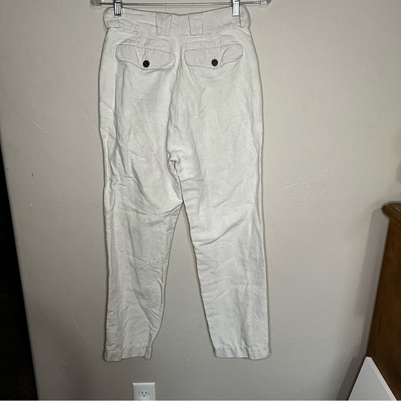 Mara Hoffman Jade High Rise Linen Cotton Button Fly Cream Cropped Pants - Picture 12 of 14